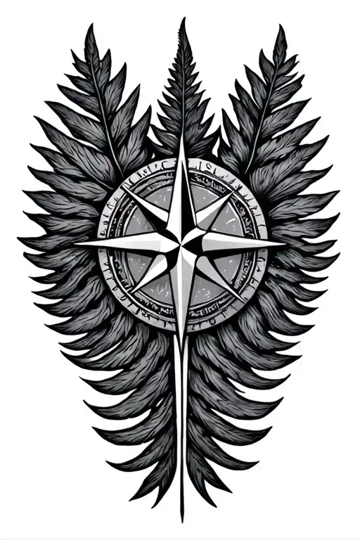 Silver Fern Compass Rose Intertwined