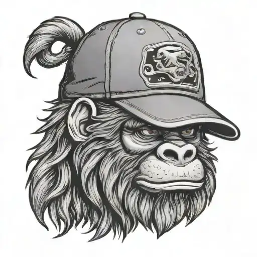 Bigfoot Head Wearing Trucker Hat
