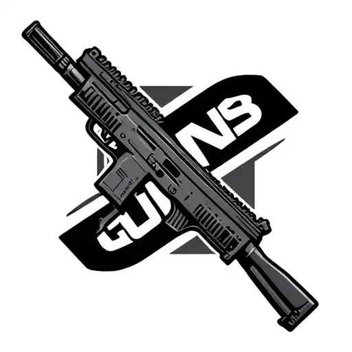 M240b Machine Gun Symbol With The Word Guns Wrapped Around It