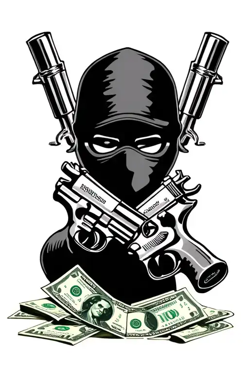 Balaclavas With Money Guns And Cash With Drugs