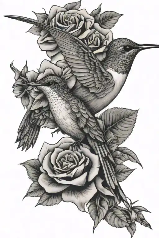 Hummingbird On Roses Woman Sexy