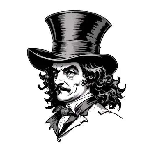 Tattoo Of Dark Version Of Original Cartoon Version Of The Mad Hatter