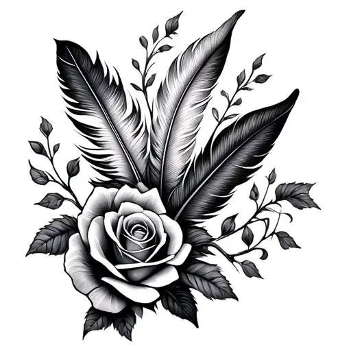 Feather And A Rose Vine