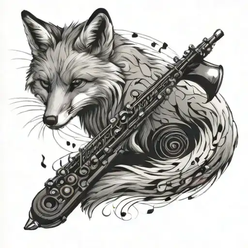 Combine A Fox With A Musical Staff And Notes Flowing Around It