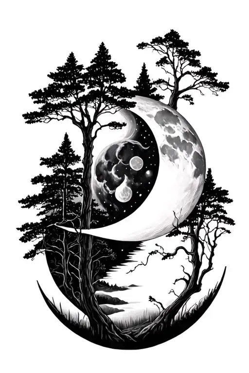 Forrest And Moon Merging Together