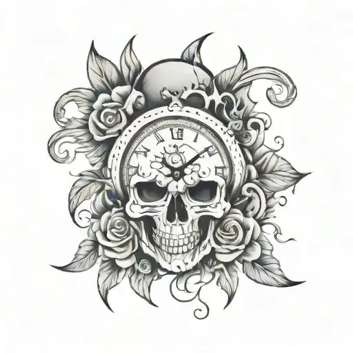 Half Skull Half Clock