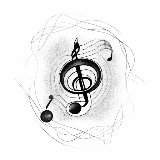A Black And Grey Tattoo Of A Music Note Intertwined With Electrical Wires