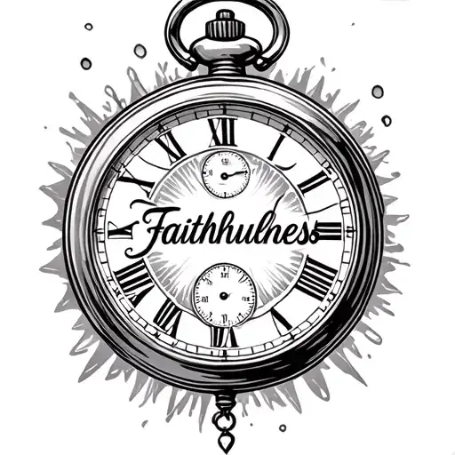 Pocket Watch With The Word Faithfulness Around It