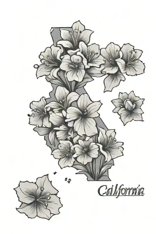 California State Outlines With Flowers