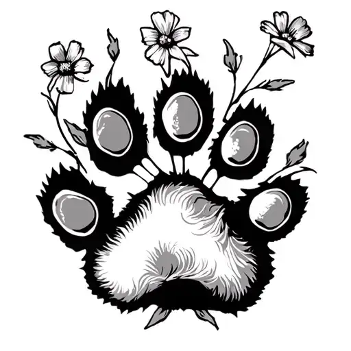 4 Dog Paws With Flowers