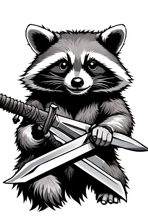Raccoon Holding Sword