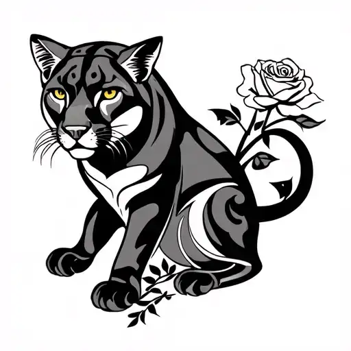 Cougar With Rose