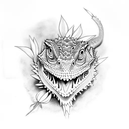 Bearded Dragon With Flowers