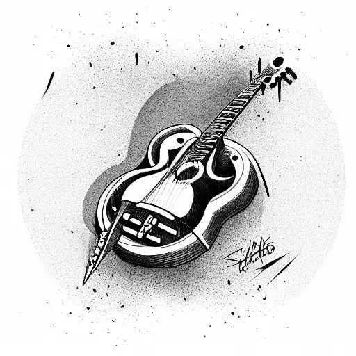 Electro Guitar With Scary Skull