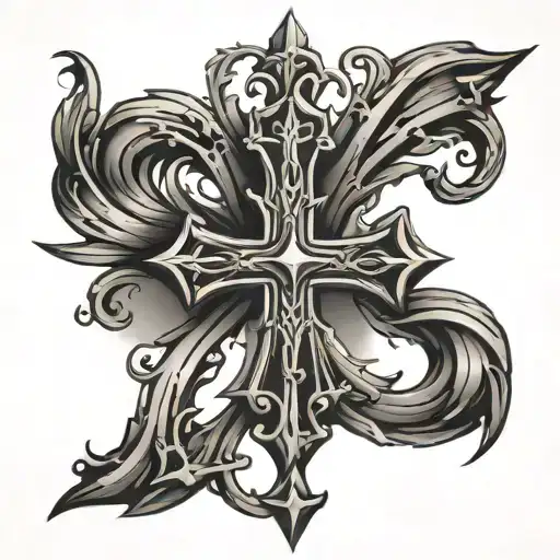 Christian Cross With Thorn Crown