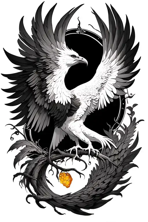 Phoenix And Honey Suckle On Back