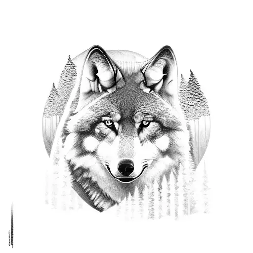 Mountain Scene With Wolves