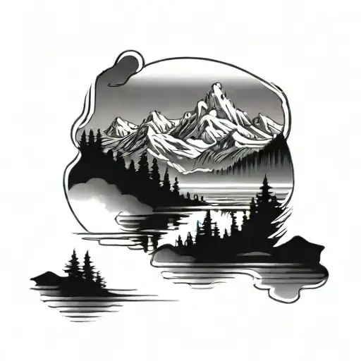 Mountain Scene With Reflection In The Water Showing The Mountains Parting For Jesus