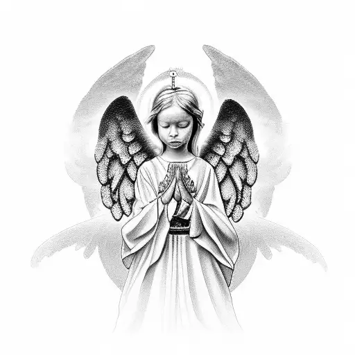 Angel Pray Hands With Rosary Beads