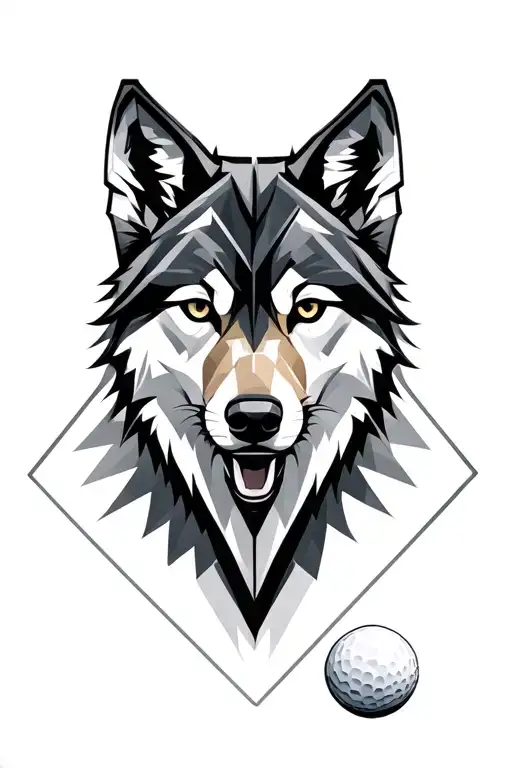 Golf Ball Wolf Geometric Design Incorporating