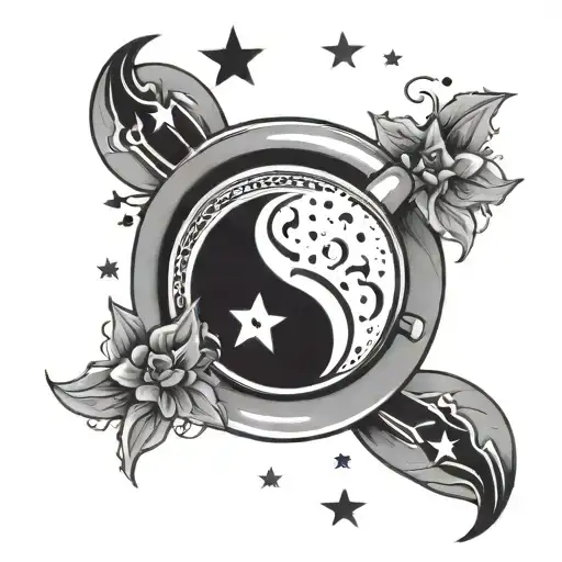 Moon Stars Coffee Breast Cancer Ribbon