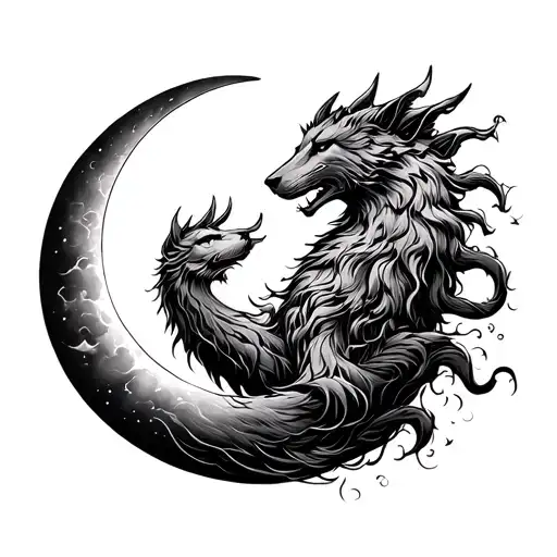 Skoll And Hati Chasing The Sun Moon