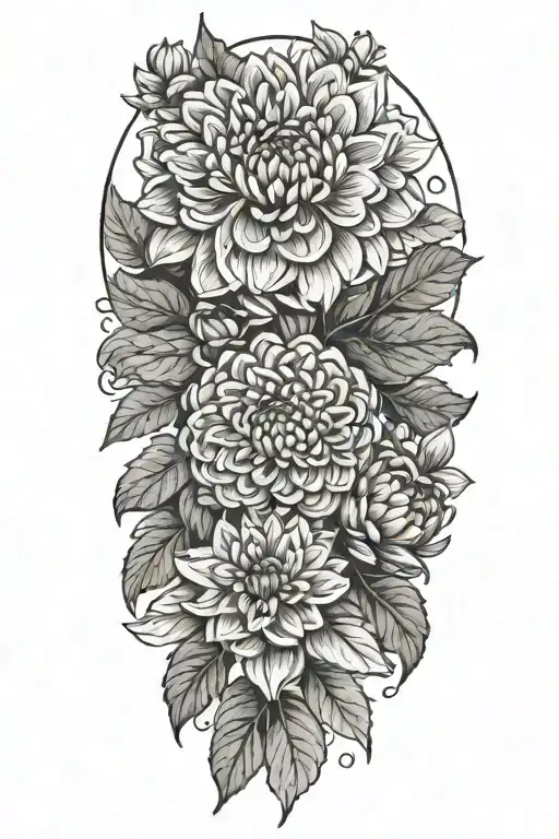 1 Chrysanthemum 1 Dahlia And Some Long Eucalyptus Leaves