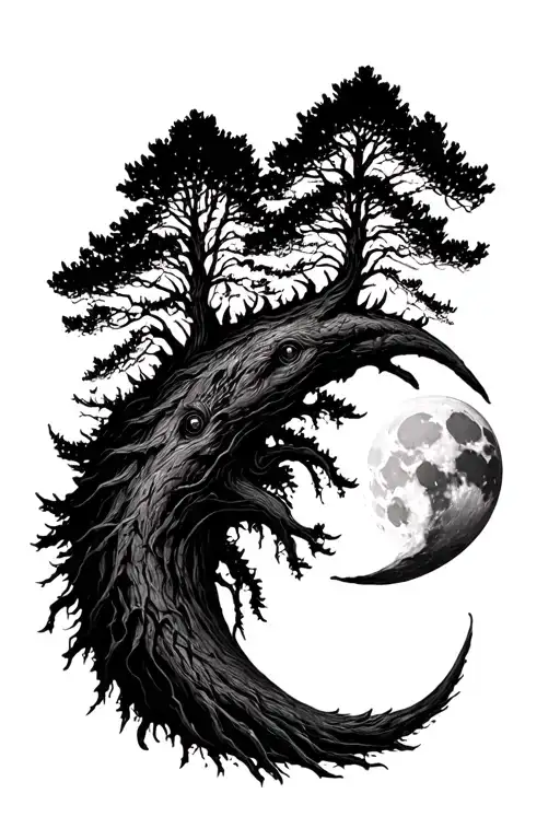 Forrest And Moon Merging Together