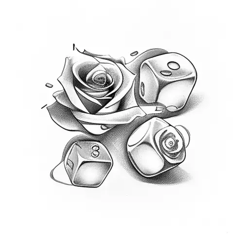 Dice With Cards With Roses