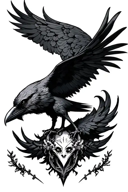 Vegsivir With An Outstretched Raven Beneath It