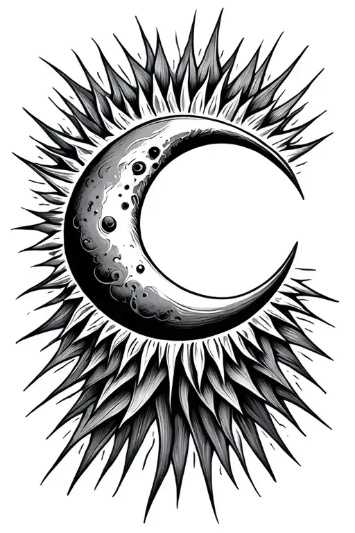 Sun Melting Into Shape Of A Crescent Moon