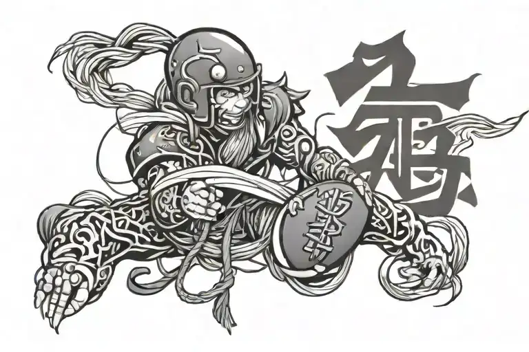 Chinese Symbols That Say Steve With Football Laces Raped Around