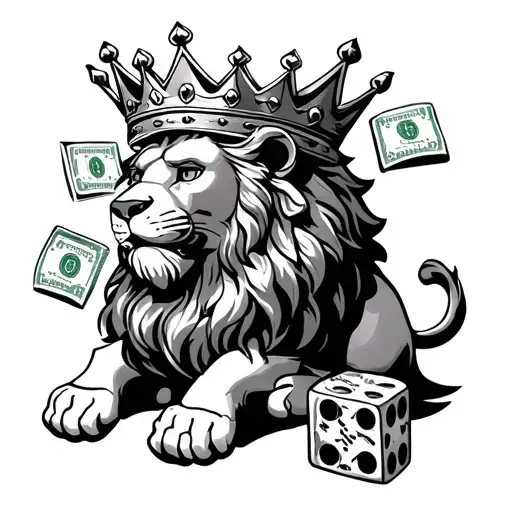 A Crown Lion In Dollars And Dices Hanged