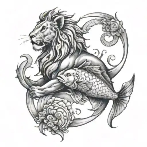 Pisces Fish With Leo Lion