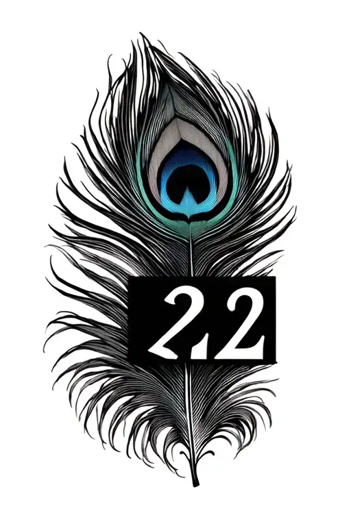 Peacock Feather With Angel 222 Number In Feather