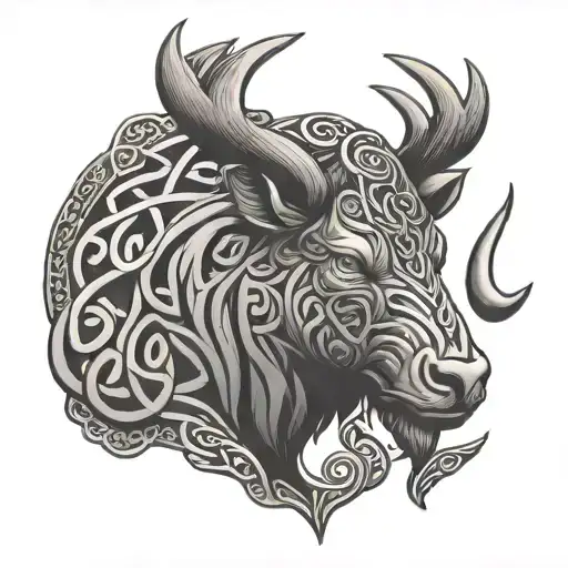Celtic Buck Bear Bull Head