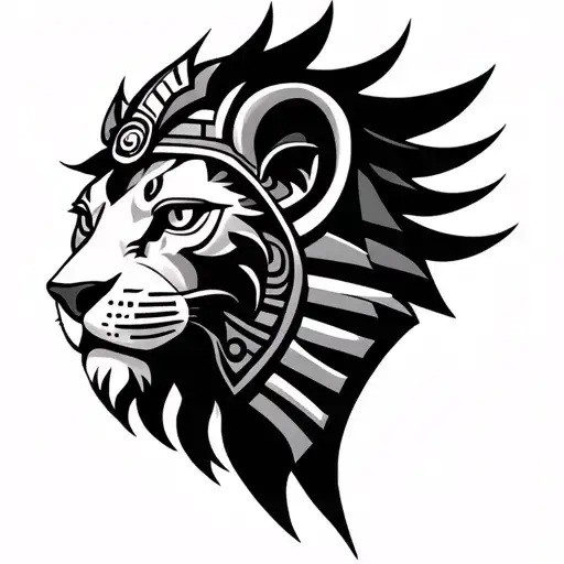 Half Maori Half Egyptian Lion Head