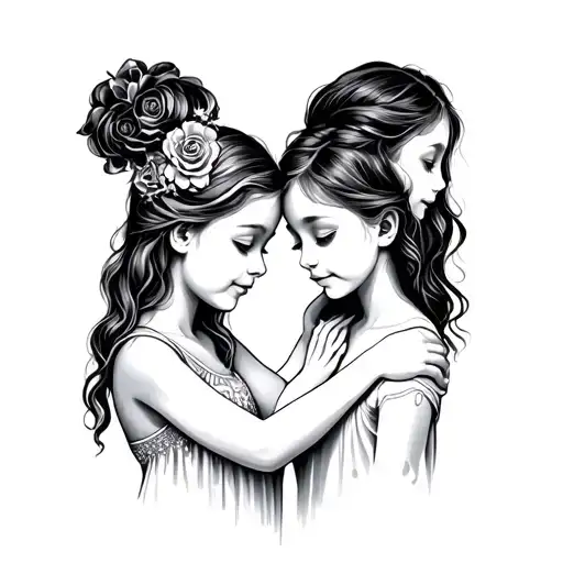 Mother With 2 Daughters Outline