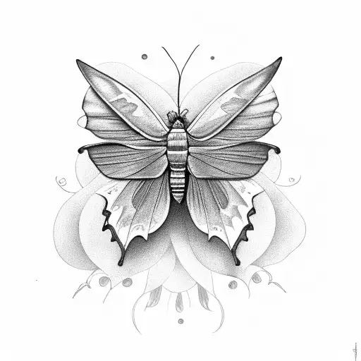 Half Luna Moth And Half Flower