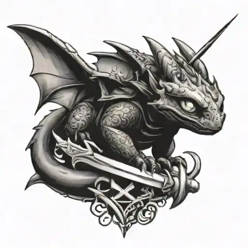 Toothless Wrapped Around Sword