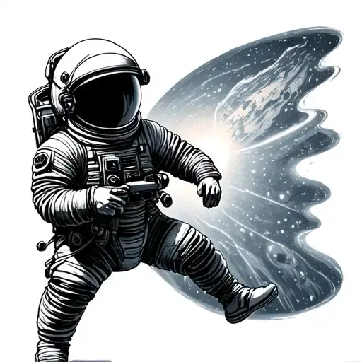 Cosmonaut Takes From The Ground Into Space A Stream Of Music