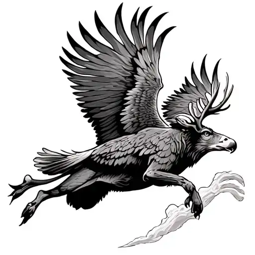 Buffalo Eagle Deer Gracefully Leaping