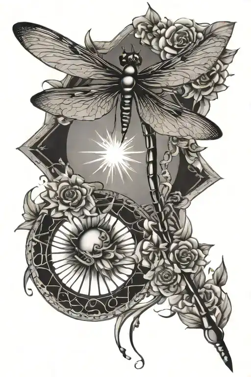 Dragonfly And Sun Symbol