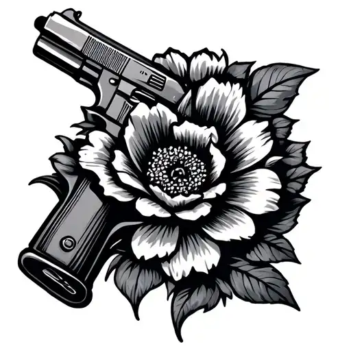 Gun And Flower Dangerous For Mafia Crest