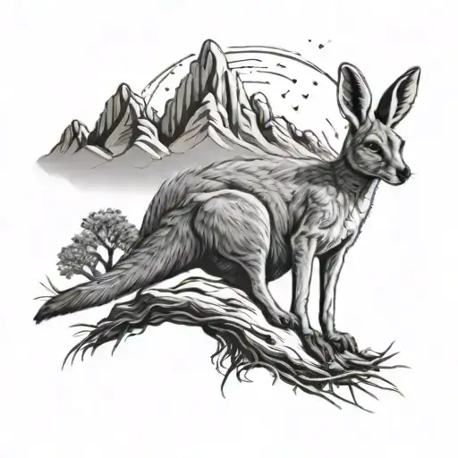 Mountain And Kangaroo