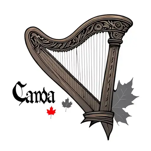 Irish Harp Blended With Canada Flag Maple Leaf