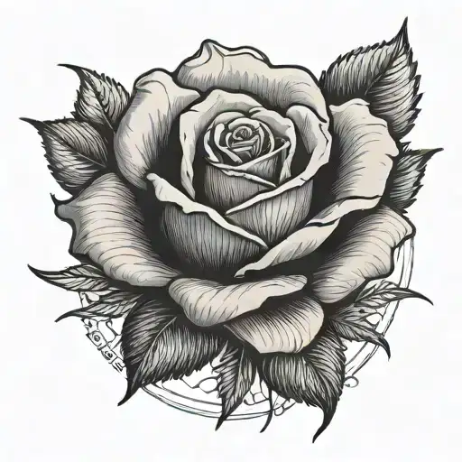 Black Rose On A Postage Stamp