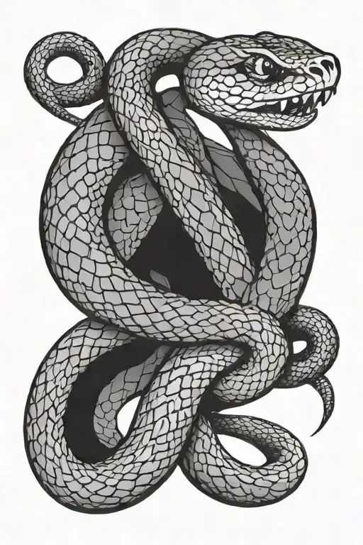 Snake Intertwined On The Neck