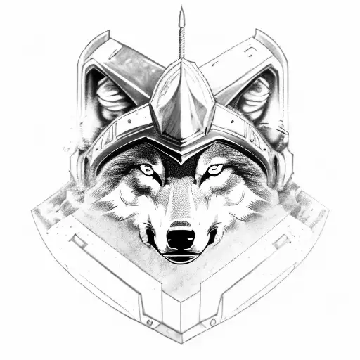 Wolf Wearing A Armor Helmet