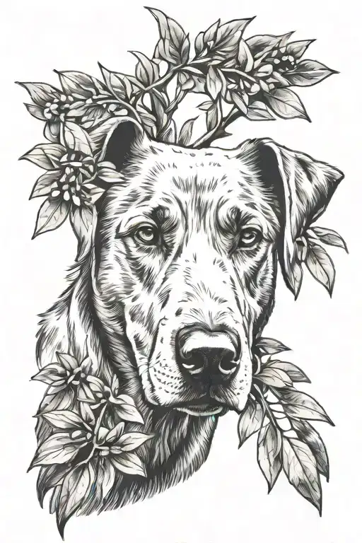 Lab Dog Portrait Hidden Within An Olive Tree